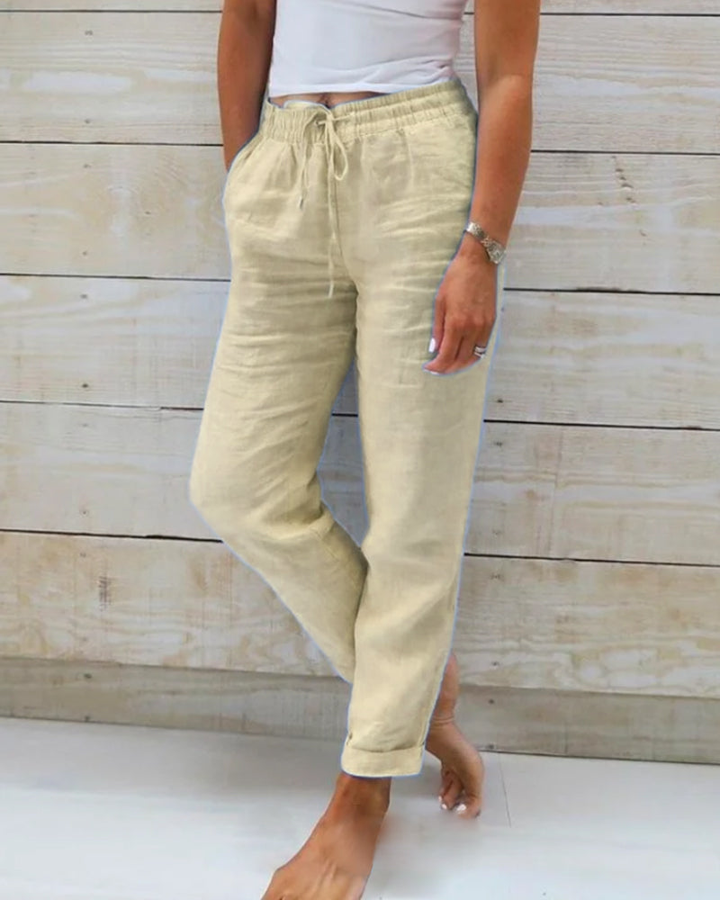 Flexora | Casual Straight  Linen Pants