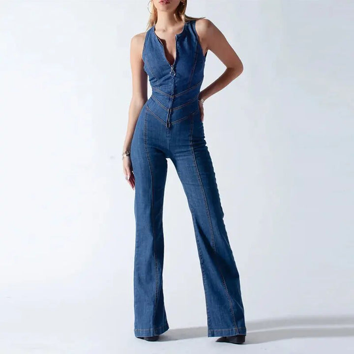 Talia - Retro Denim Jumpsuit