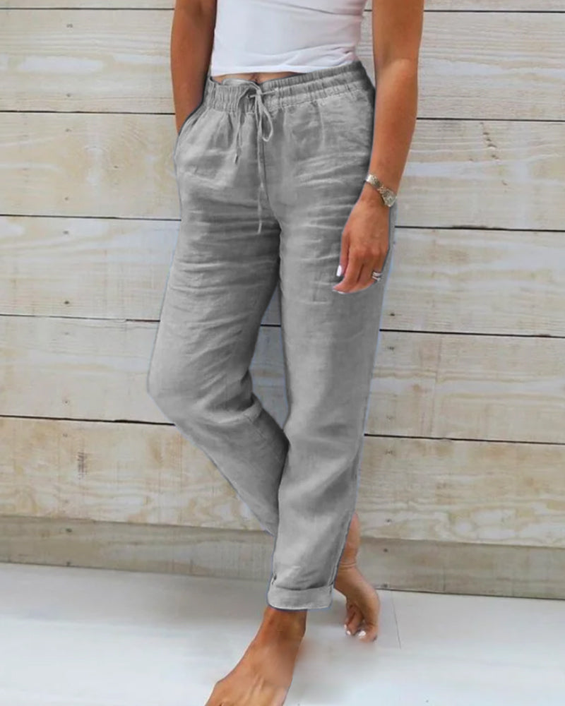 Flexora | Casual Straight  Linen Pants