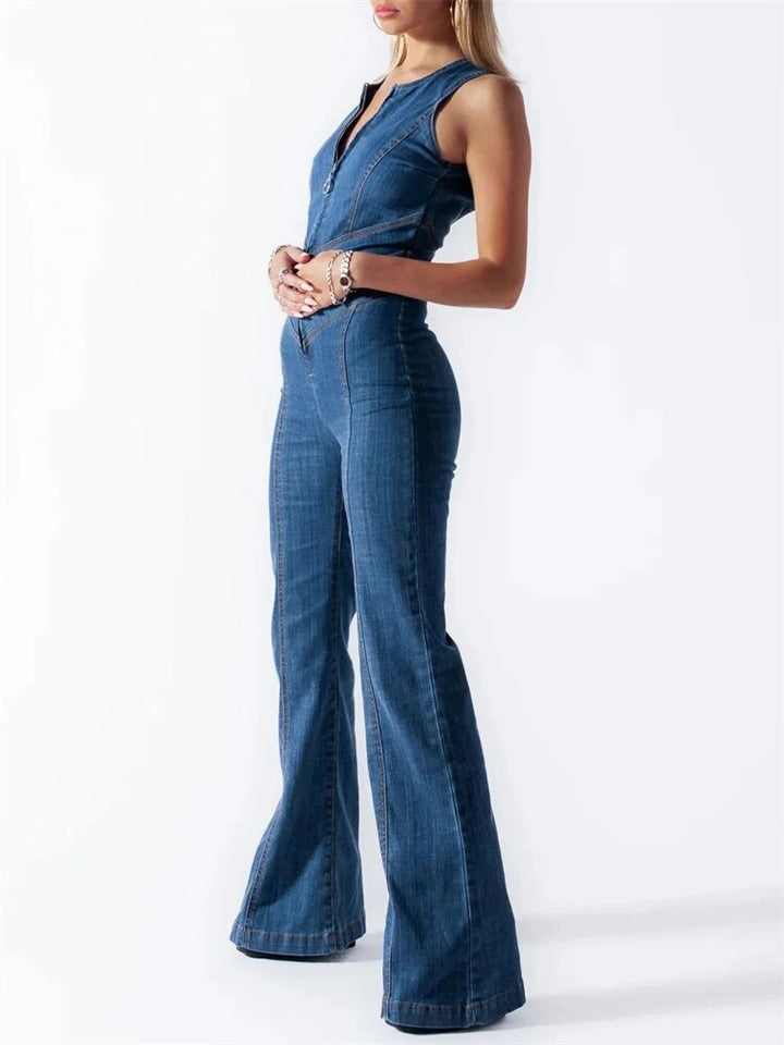 Talia - Retro Denim Jumpsuit