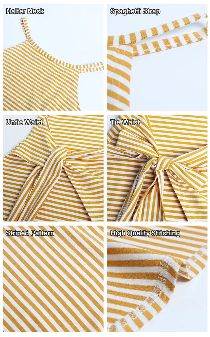 Kim Striped Halter Neck T-Shirt Dress